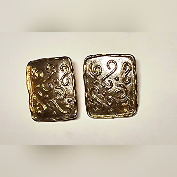 90s high fashion Avon round square S lines textured hammered clip on the - Picture 5 of 8